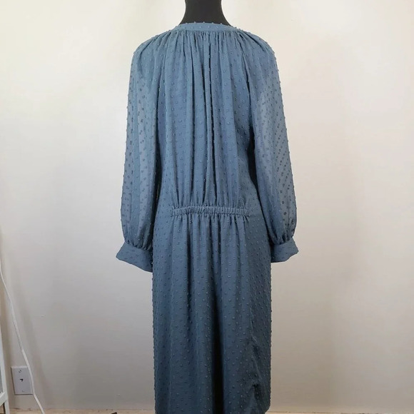 Oak + Fort Swissdot Midi Dark Turquoise Dress - Picture 4 of 15